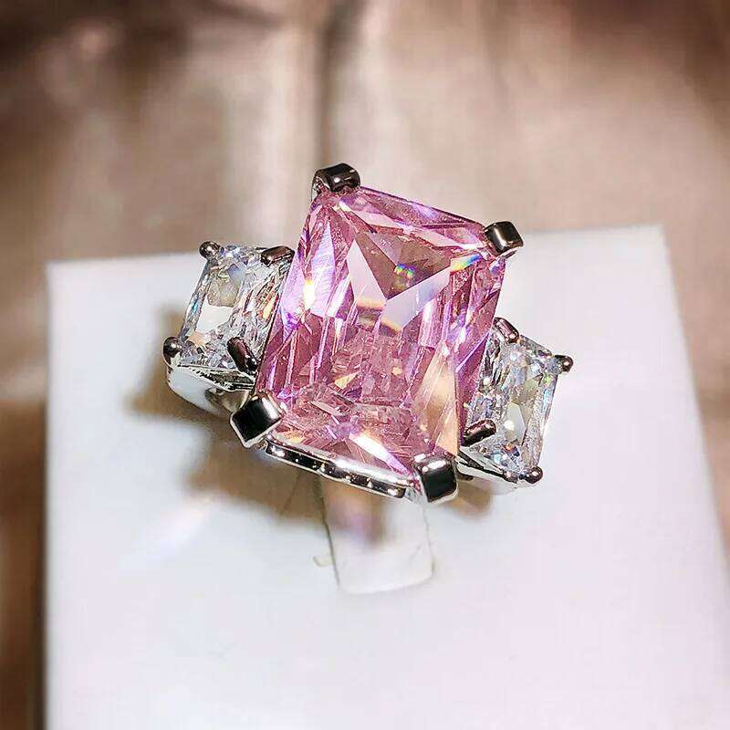 Sparkly Paraiba for High Quality Attendance Banquets Women's Jewelry Pink Fashion Wedding Bridal Ring