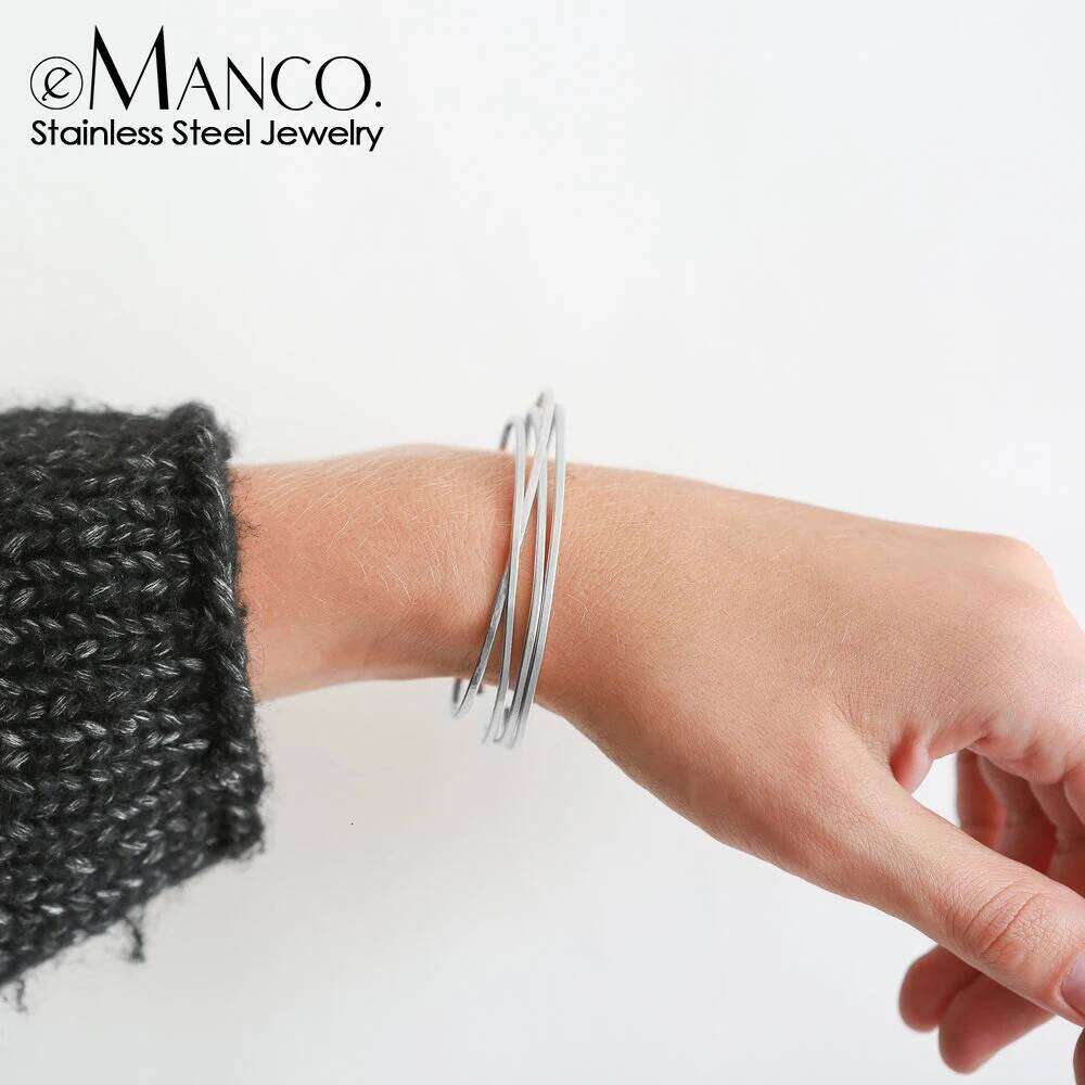 eMancoStainless Steel Bangles for Women Trendy Cuff Bangle Bracelet Designer Brand Jewelry 48 Hour Shipping