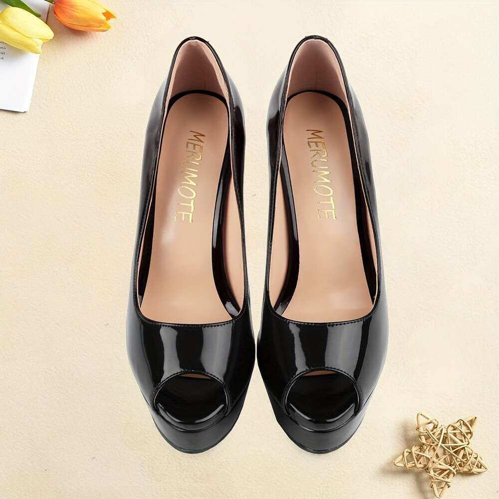 Women S Sexy Peep Toe Platform Stilettos Ultra High Heels Thick Heavy Sole Weddings Parties Special Events All Season Open Toe Pumps In Pure Color S F