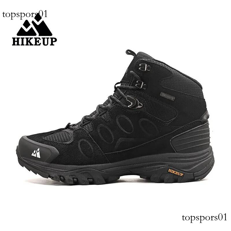 HIKEUP High-Top Men Hiking Boot Winter Outdoor Lace-Up Non-slip Sports Casual Trekking Boots Man Suede Warm Shoes