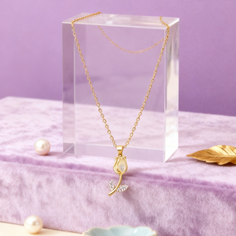 Valentine's Day Gift Tulip Pendant Necklace Gold/Silver Fashion Jewelry Romantic Birthday Present