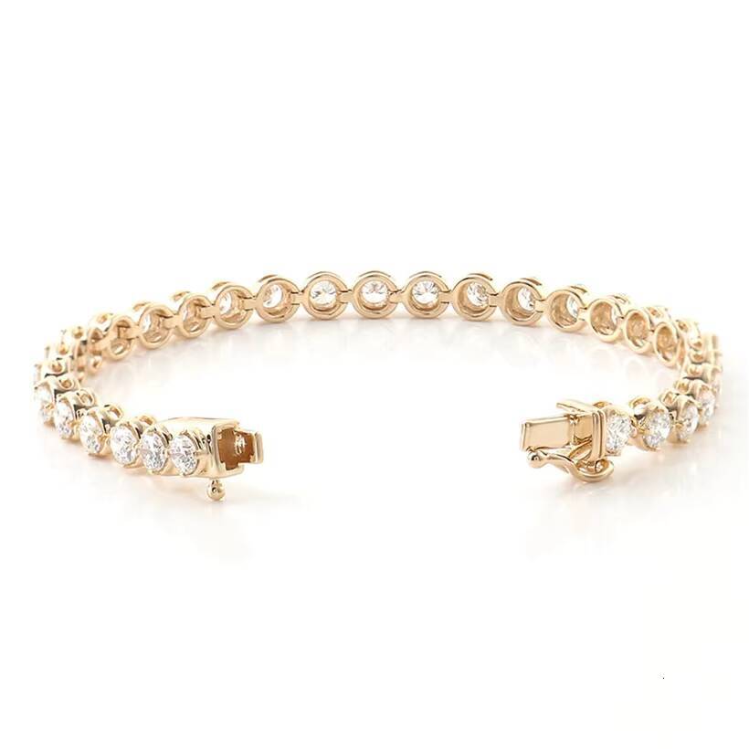 Fashion Iced Out 10k Yellow Gold 3mm DEF VS CVD HPHT Lab Grown Diamond Tennis Bracelet for Men Woman Bracelet