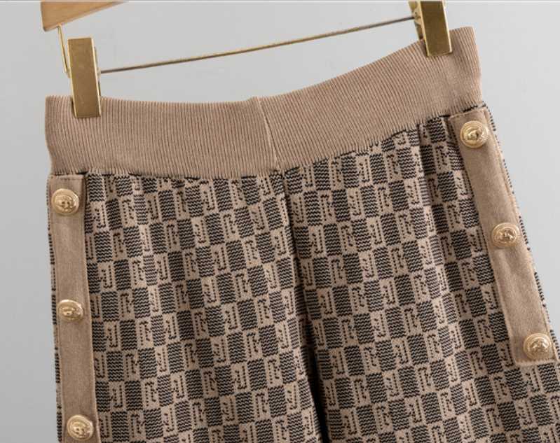 European new fashion style knitted suit women's spring and autumn vest sweater cardigan pants three piece set trendy