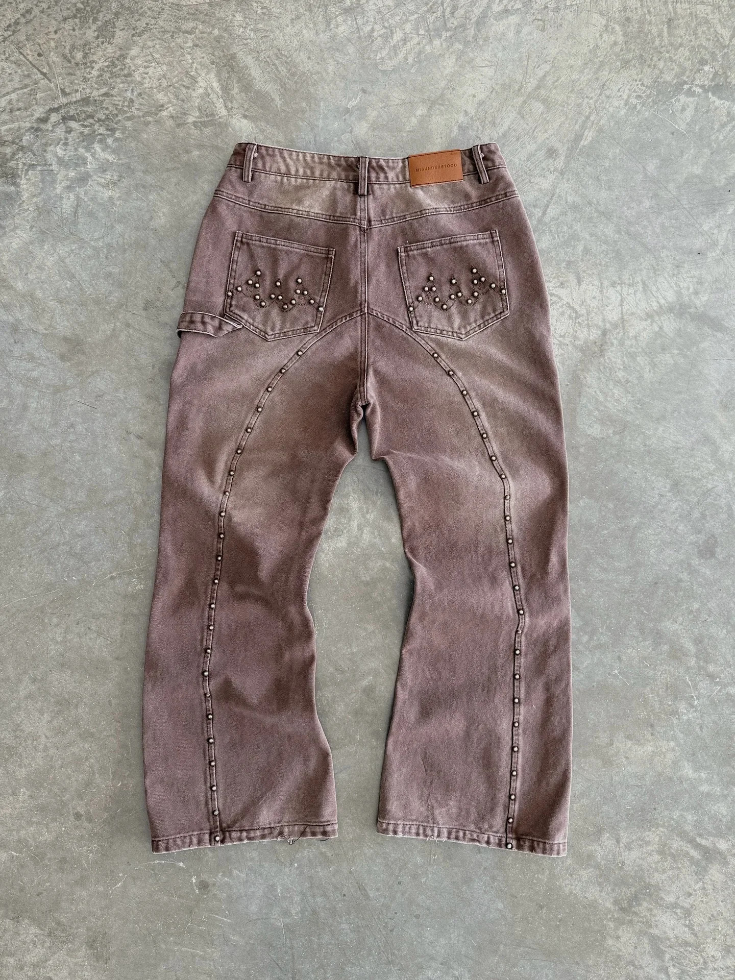 American Retro Bead Embroidery Jeans Men Women Fashion Trend Loose Pants Washed Hip Hop Pattern Couple Wide 251205