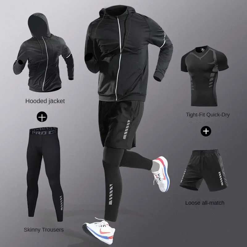 37Pcs Mens Ice Fiber QuickDry Running Fitness Full SetSuit Tracksuit For Marathon Training CyclingJoggingGym sweatpants 251219