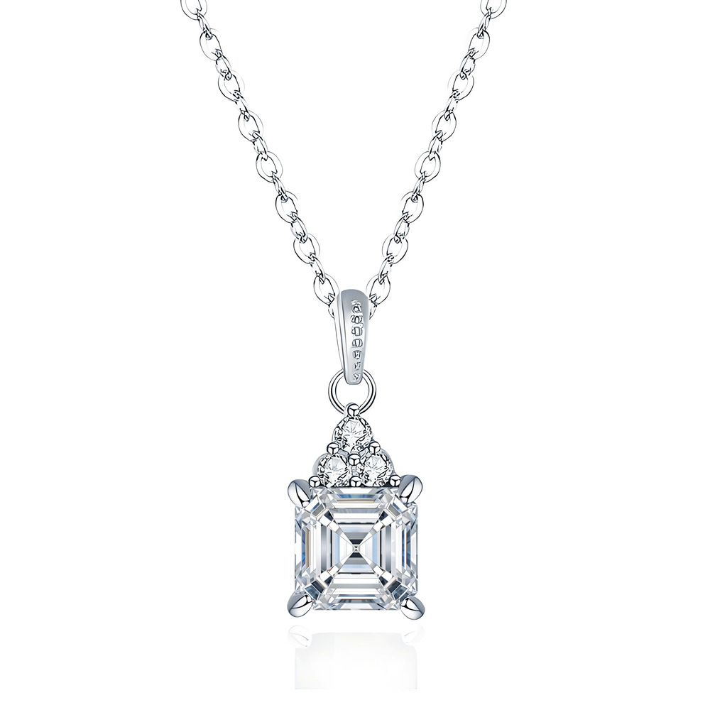 TaiYang GRA 1ct ASET-Cut Moissanite Pendant Necklace for Women, Luxurious S925 Wedding Engagement Diamond Necklace with Moissanite Certificate Valentine's gift