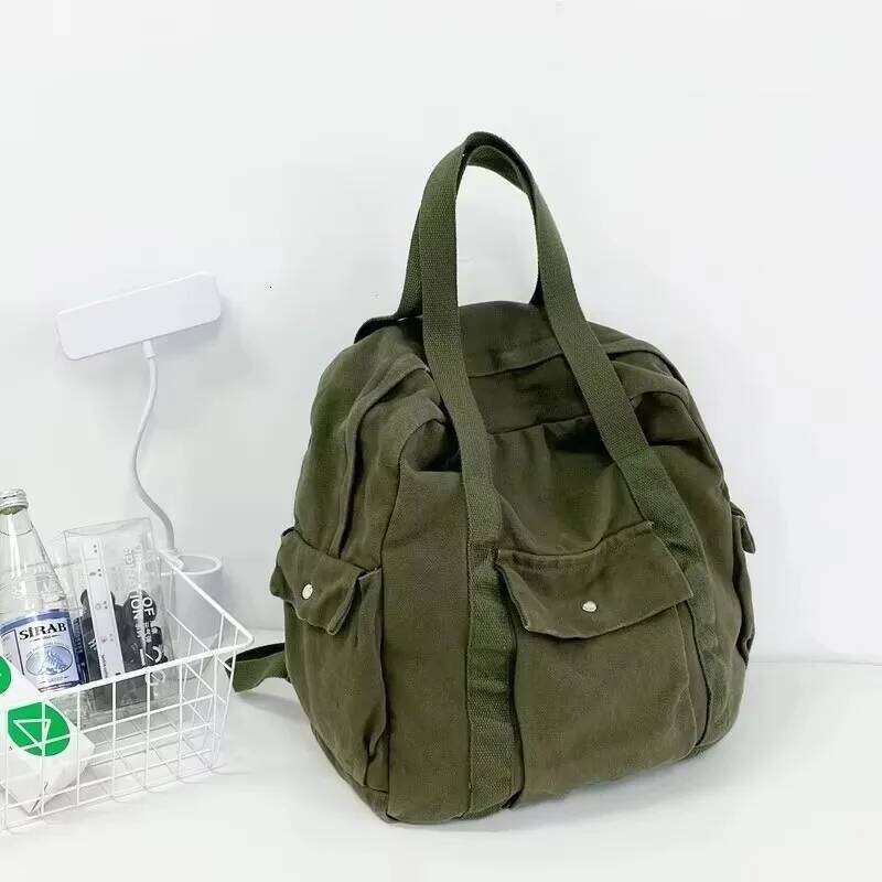 2026 Leisure Sport Classic Style Backpacks Solid Zipper Large Capacity Canvas Durable Shoulder Bags For Unisex Retro Casual Tote