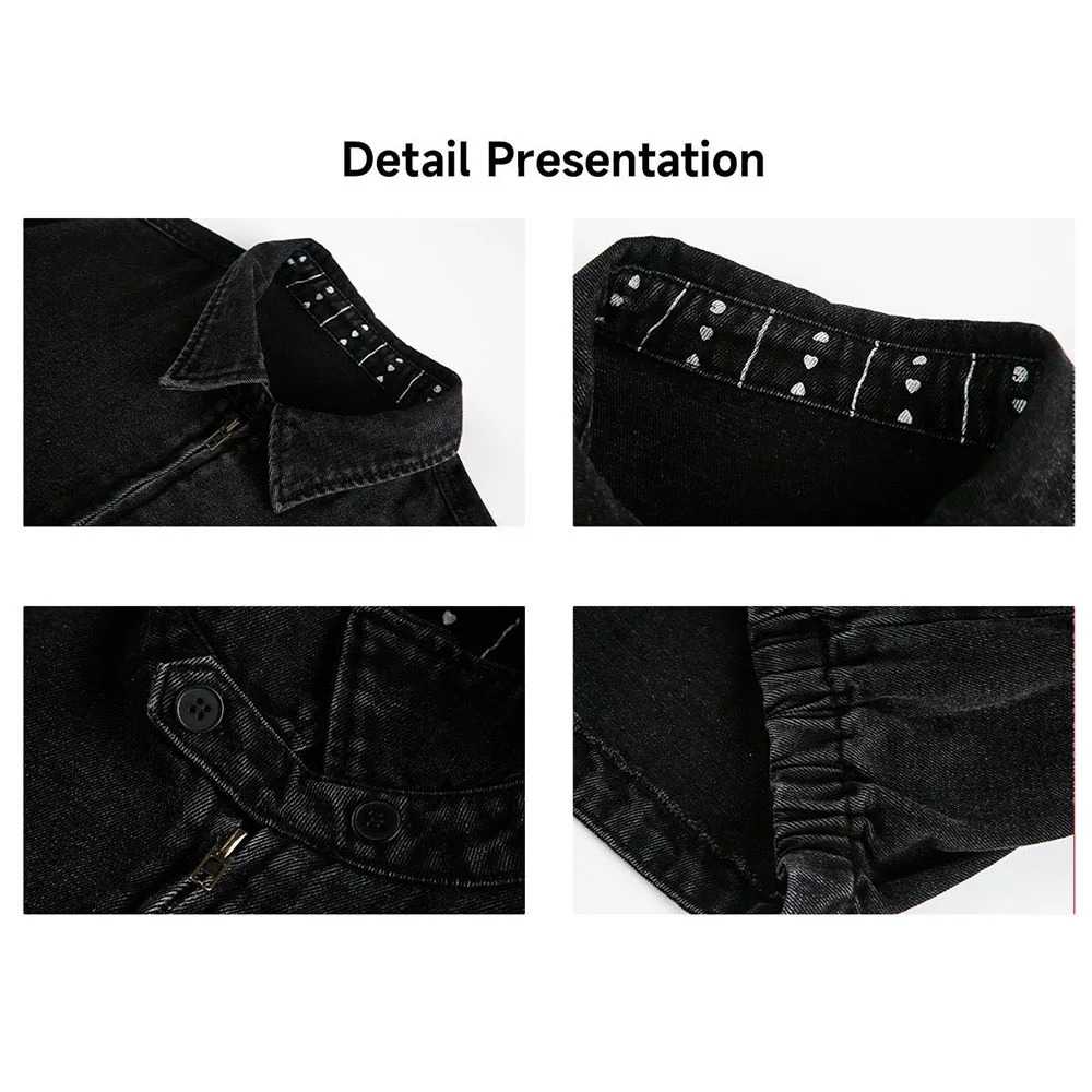 TFETTERS 2025 Spring Autumn Mens Vintage Washed Distressed Denim Jacket Man Zipup Print Collar Streetwear Fashion 251230