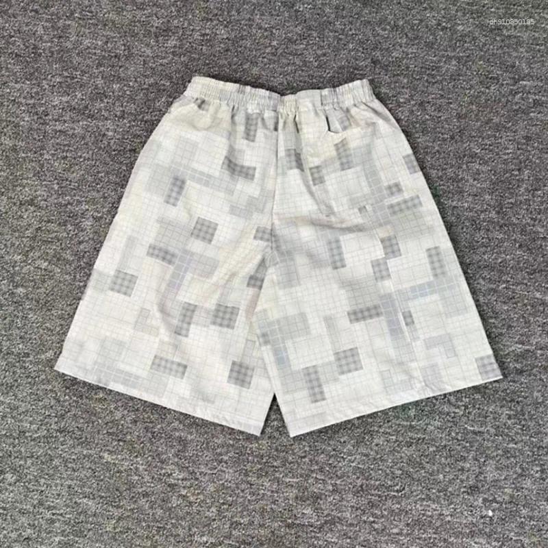 Men's Shorts Arrivals Casual Simple Fashionable Checked Print Spliced Mesh Fabric Sports Beach