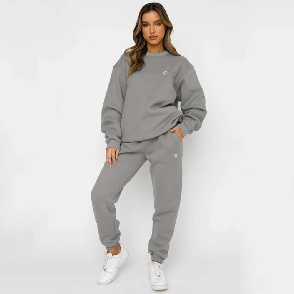 Alonessities Sets Tracksuit Women Top Yoga Hoodies Perfectly Oversized Sweatshirts Sweater Loose Long Sleeve Short Sleeves Crop Top Workout Crew Neck Blouse 27B