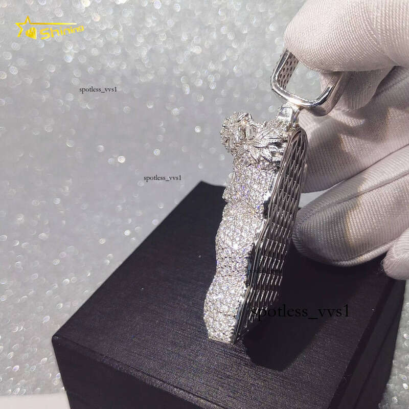 Pass Moissanite Tester 925 Sterling Silver VVS Moissanite Jesus Custom Hip Hop Jewelry Charm Pendant