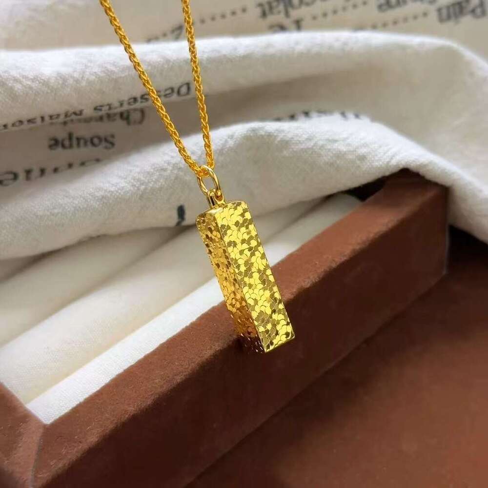 Sparkling Ice Cube Fortune Gold Bar Necklace for Women 2026 New Light Luxury High-end Clavicle Chain Custom Jewelry