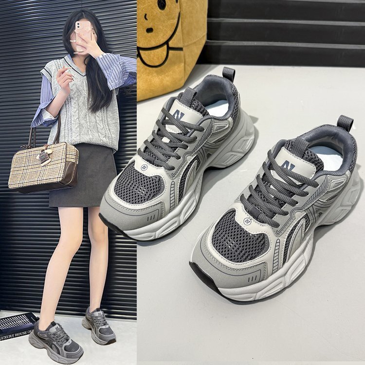 Ddmysports Autumn Winter New Dad Sneakers Color Block Versatile Fashion Thick Sole Breathable Cushioned Women S Running Shoes Outdoor Shoes