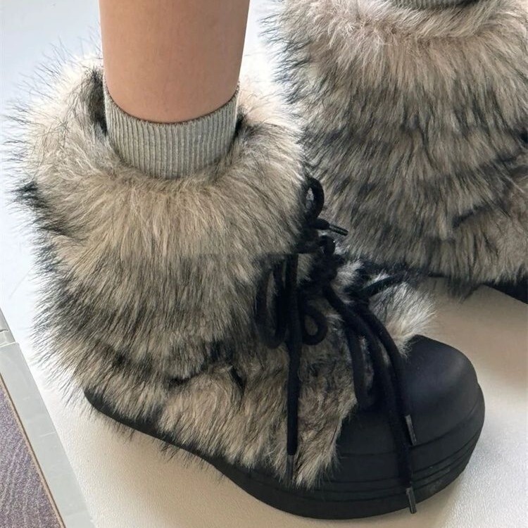 Ddmysports Winter Thick Soled Snow For Women New Millennium Hot Girl Furry With Fleece Stylish Short Boots Outdoor Shoes