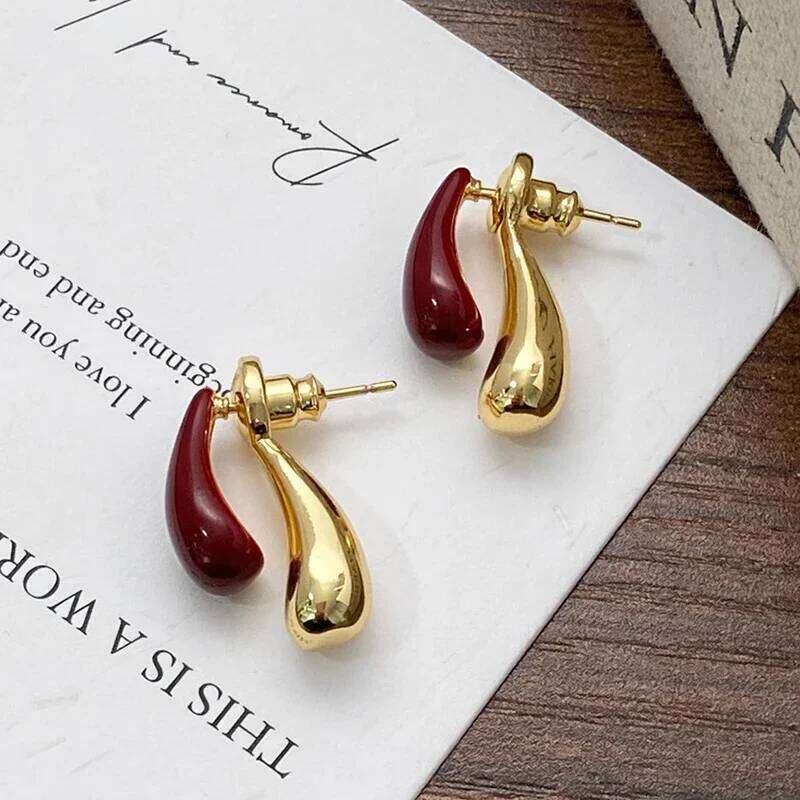 Real 925 Sterling Silver Enamel Detachable Water Drop Stud Earrings for Women Minimalist Fine Jewelry Trendy Accessories