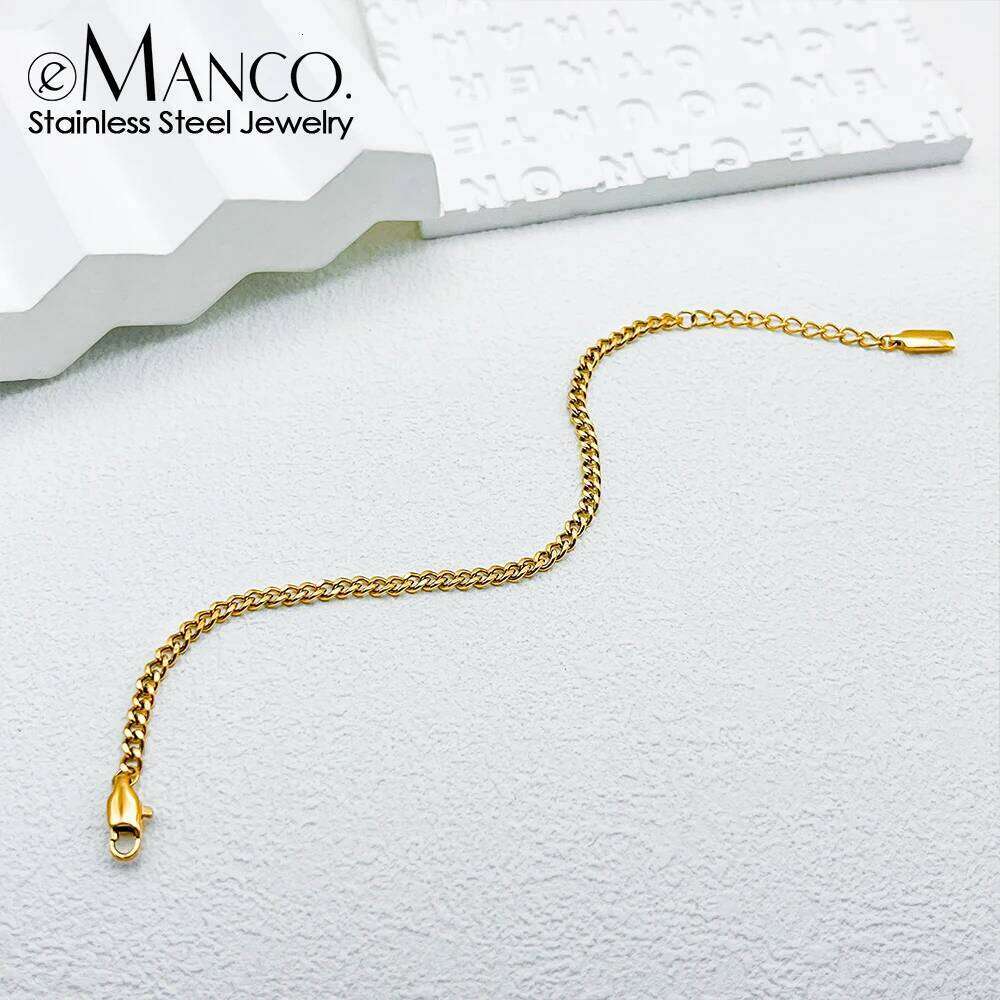 eManco 3MM Cuban Chain Anklet Stainless Steel Upgraded Lobster Buckle Anklets Fashion Accessories Gifts Factory direct