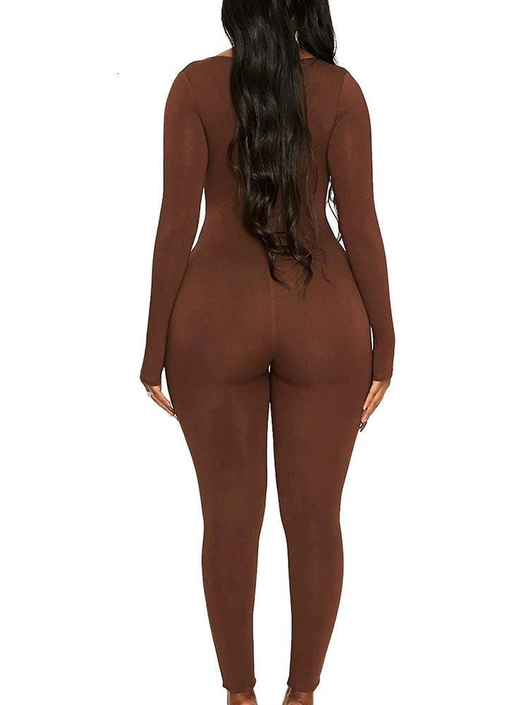 II Womens Rompers Long Sleeve Solid Skinny Bodycon Jumpsuits Fashion Sports Fitness Casual Activity Streetwear Overalls 251226