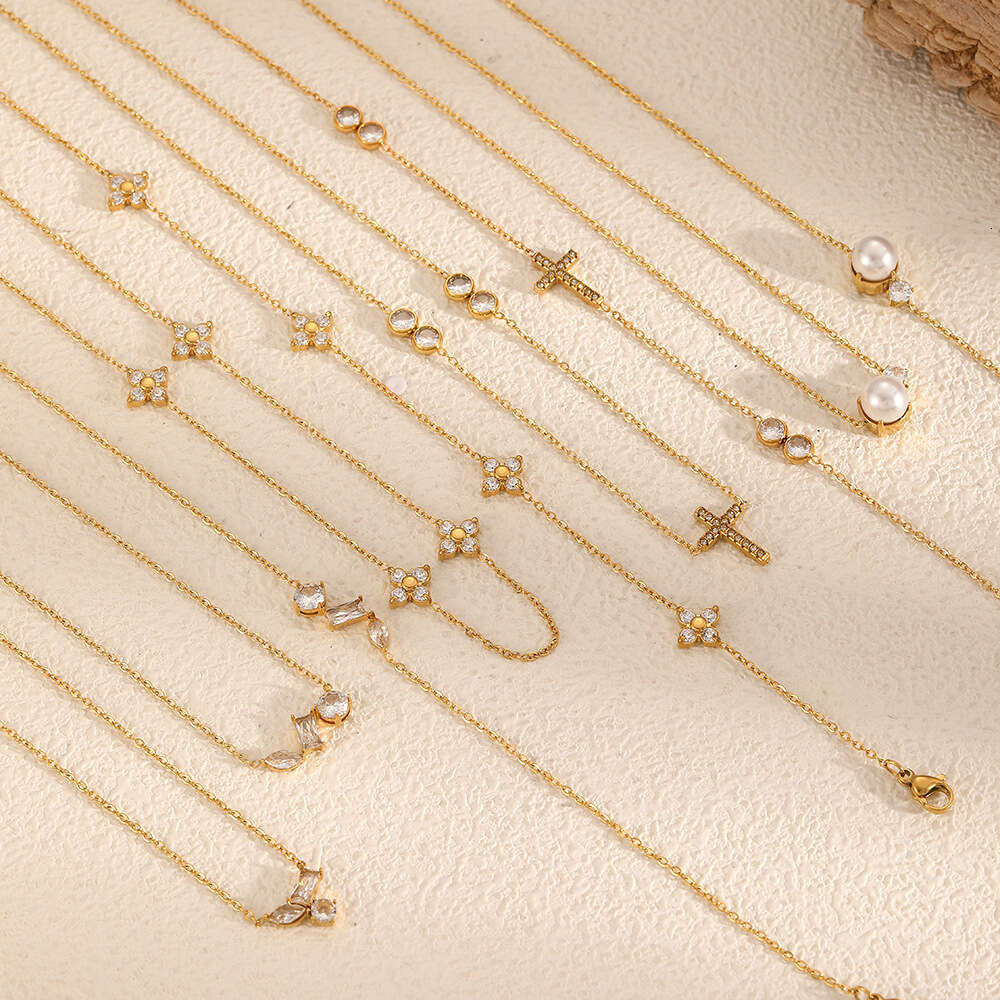 Silver Cross Necklace Pendant Necklace Gold Necklace Earrings and Bracelet Set