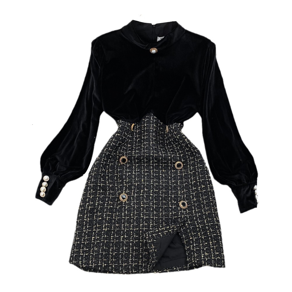 Plus-size Women's Clothing 2026 New Style Women's Dress. Fat Sisters' Slimming Imitation Two-piece Dress. Sexy Black Cocktail Dress. Fa