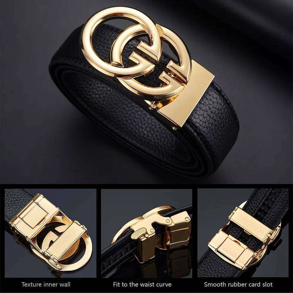 Famous Genuine Leather Male Business Men Belts For Pants Jeans Strap High Quality Designers Buckle
