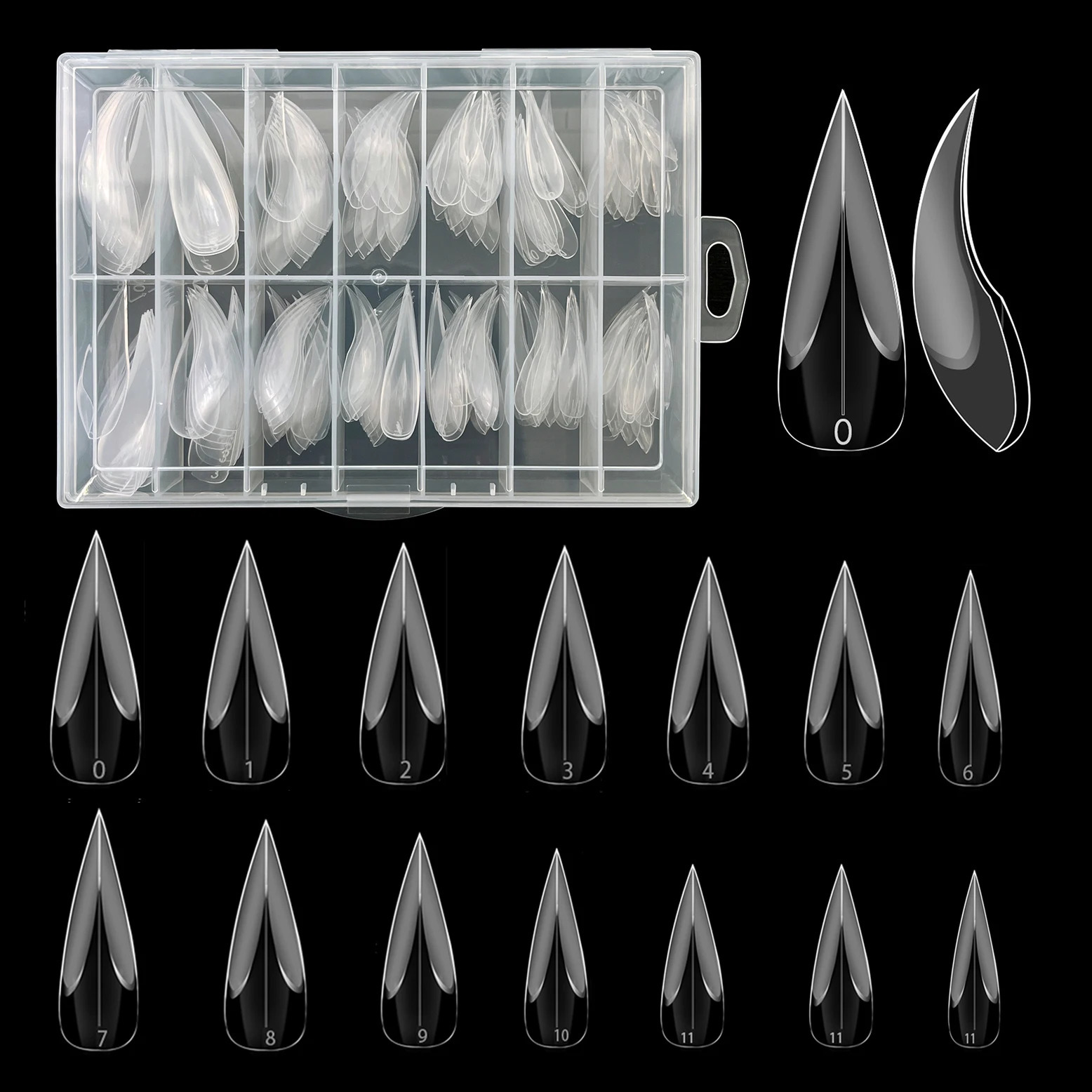 70140pcs Curved Stiletto Nail Dual Form for Poly Nail Gel Extension of 3D Eagle Claw Hawk Sculptural Nails Full Cover Molds 251224
