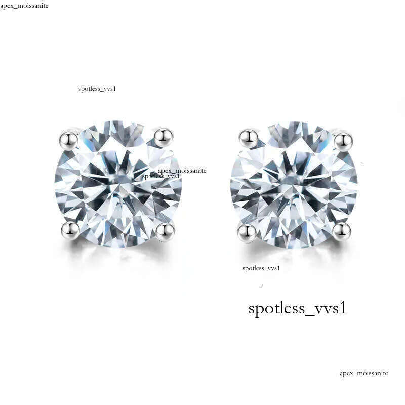 Pass Diamond Tester Vvs1 D Color Moissanite Designer For Women Solid 925 Sterling Silver 4 Prong Stud Earrings Gold Plated Screw Back Mens Jewelry Woman Gift