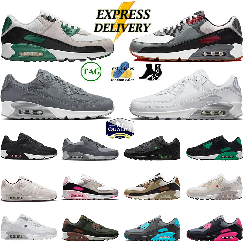 2026 Athletic 90 Sports Casual Shoes Designer 90s Men Women Hyper Jewel Cool Grey White Evergreen Aura Running Shoes Recraft Leathers Mesh Laser Outdoor Sneakers