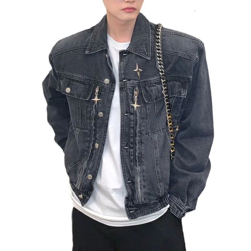 PFNW Metal Shoulder Pad Denim Jacket Mens Versatile Loose Washed Vintage Short Coat 2026 Spring 28L1243 251230
