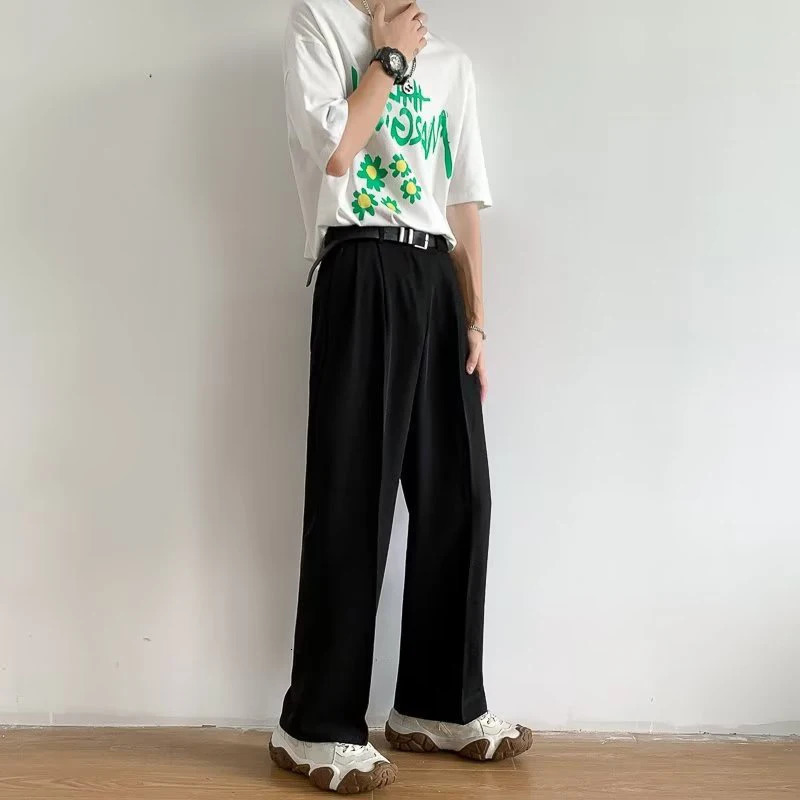 Brown Black Suit Pants Men Fashion Social Mens Dress Pants Korean Loose Straight Wide Leg Pants Mens Office Formal Trousers 251227