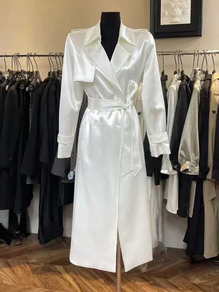 KWTX 2025 Autumn Loose Trench Coat Vintage Lapel Draped Long Overcoat With Belt Elegant Casual Minimalist Style Fall Fashion 251231
