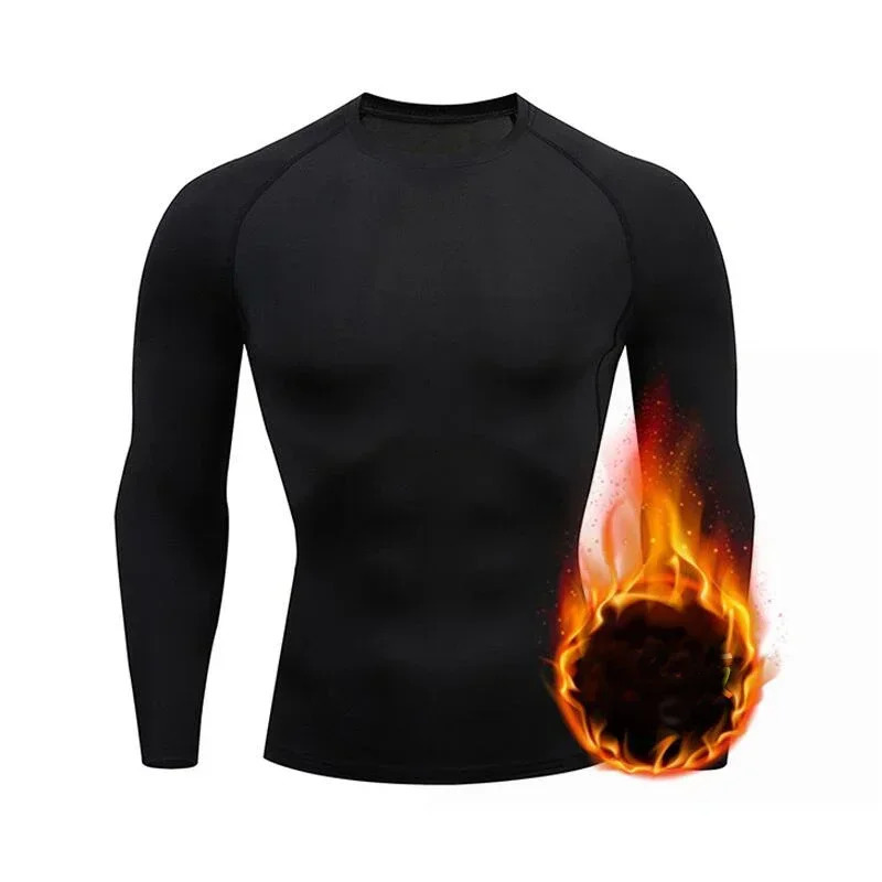 Men Thermal Underwear Shirt Tops Fleece Undershirt Round Neck tShirt Inner Wear Compression Shirts Winter Man Clothes 251225