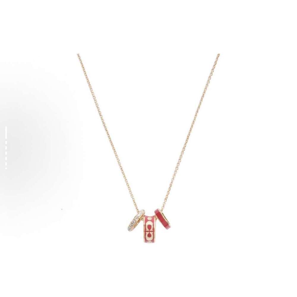 COA High Version Hot-Selling Women's Jewelry Classic Enamel Logo Three-Ring Necklace Valentine's Day Gift Collarbone Chain
