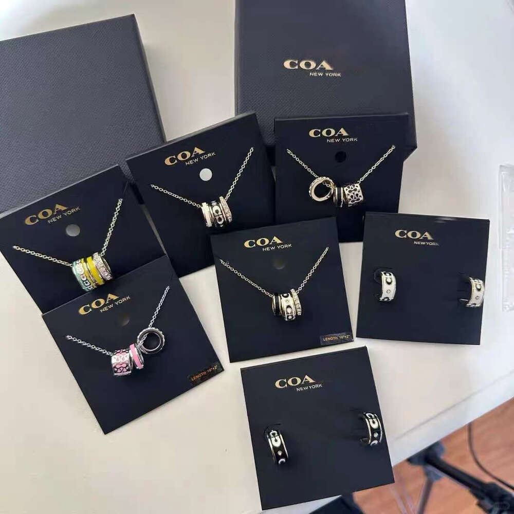 COA High Version Hot-Selling Women's Jewelry Classic Enamel Logo Three-Ring Necklace Valentine's Day Gift Collarbone Chain