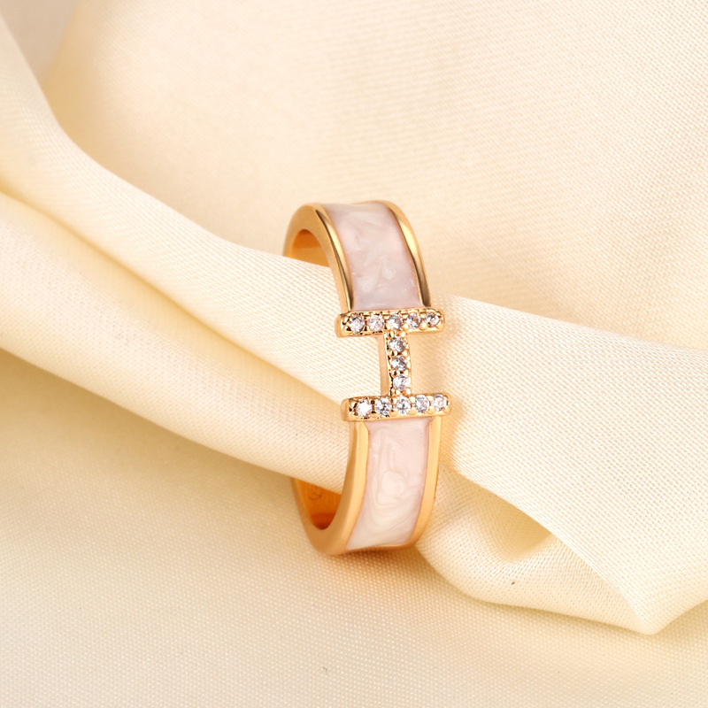 Jewellery Ring High Quality Korean Style H Letter Zircon Geometric Open Ring for Versatile Wear Gift for All Occasions Textured Minimalist Accessory