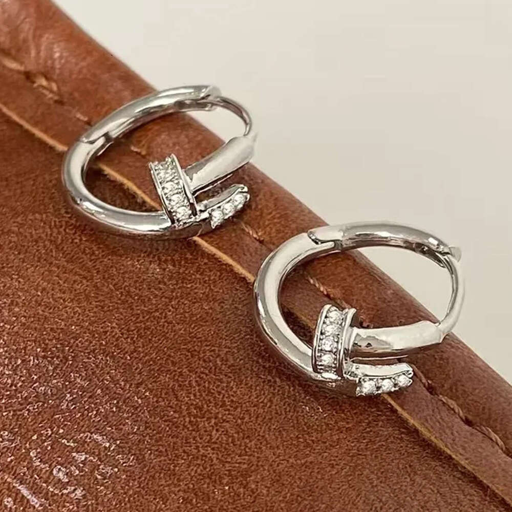 Nail Shape Earrings for Women: Rose Gold Plated with Micro Inlaid Round Crystals, American Style Fashion Jewelry for Daily Wear, Party & Special Occas