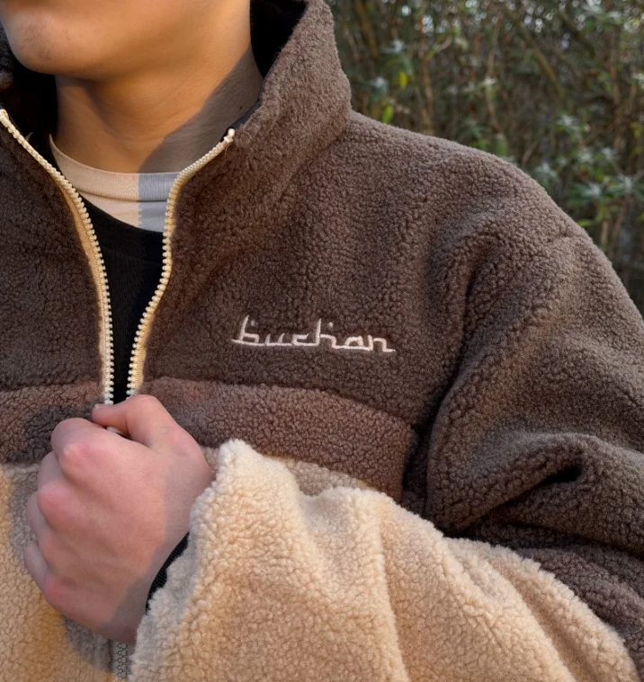 Men's Jackets Y2K Trendy Men Casual Reversible Jacket Winter Brown Fleece Vintage Graphic Embroidered Warm Shirt High Street Cardigan Coat For Me