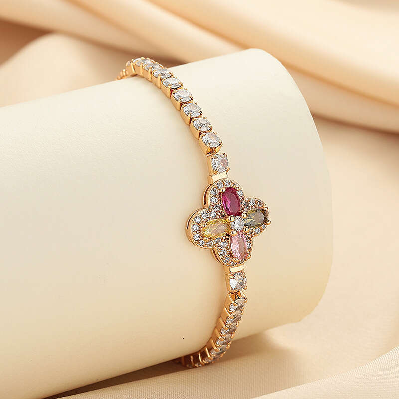 Colorful Flower Bracelet Four-Leaf Clover Design Designer Bracelet