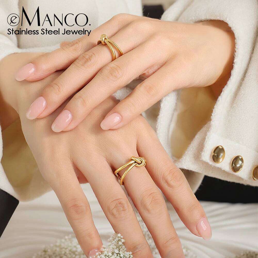 eManco Stainless Steel Twist Personalized Jewelry Braided Open End Ring Ladies Birthday Gift