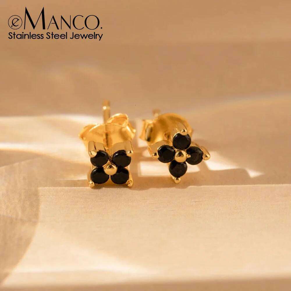 eManco Simple Hypoallergenic Rhinestone Flower Stud Earrings for Women Dazzling Mini Piercing Party Earring Jewelry Gift