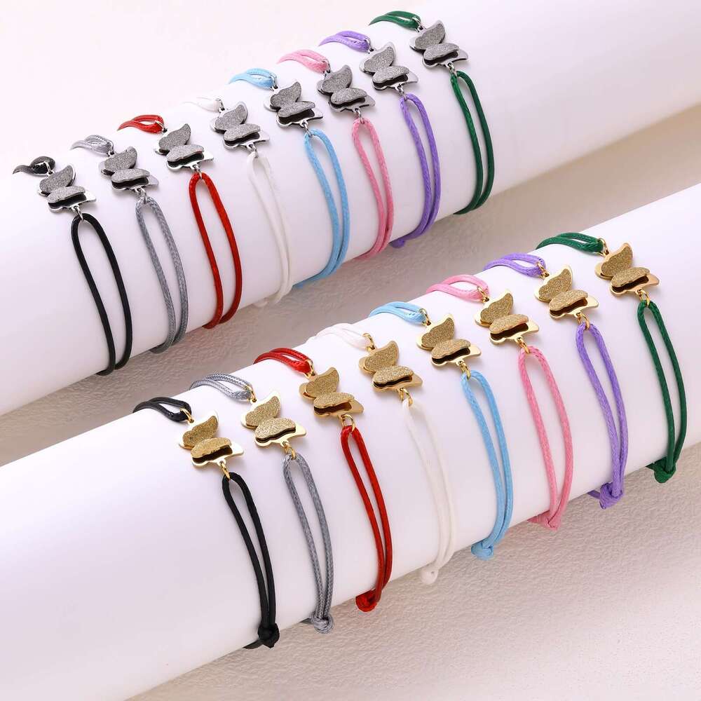 Cross-Border Fashion Versatile Hand-Woven Stainless Steel Letter Simple Adjustable Couple Bracelet Jewelry