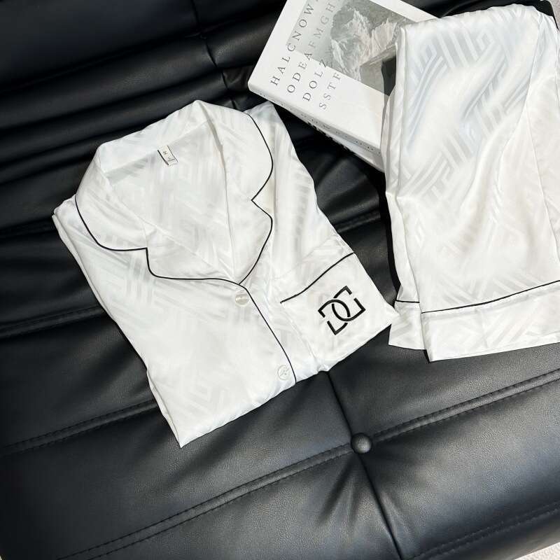 Yase The Rest Of My Life Has You Jacquard Embroidery Ice Silk Couple Pajamas Light Luxury High-End Long-Sleeved Home Wear Set