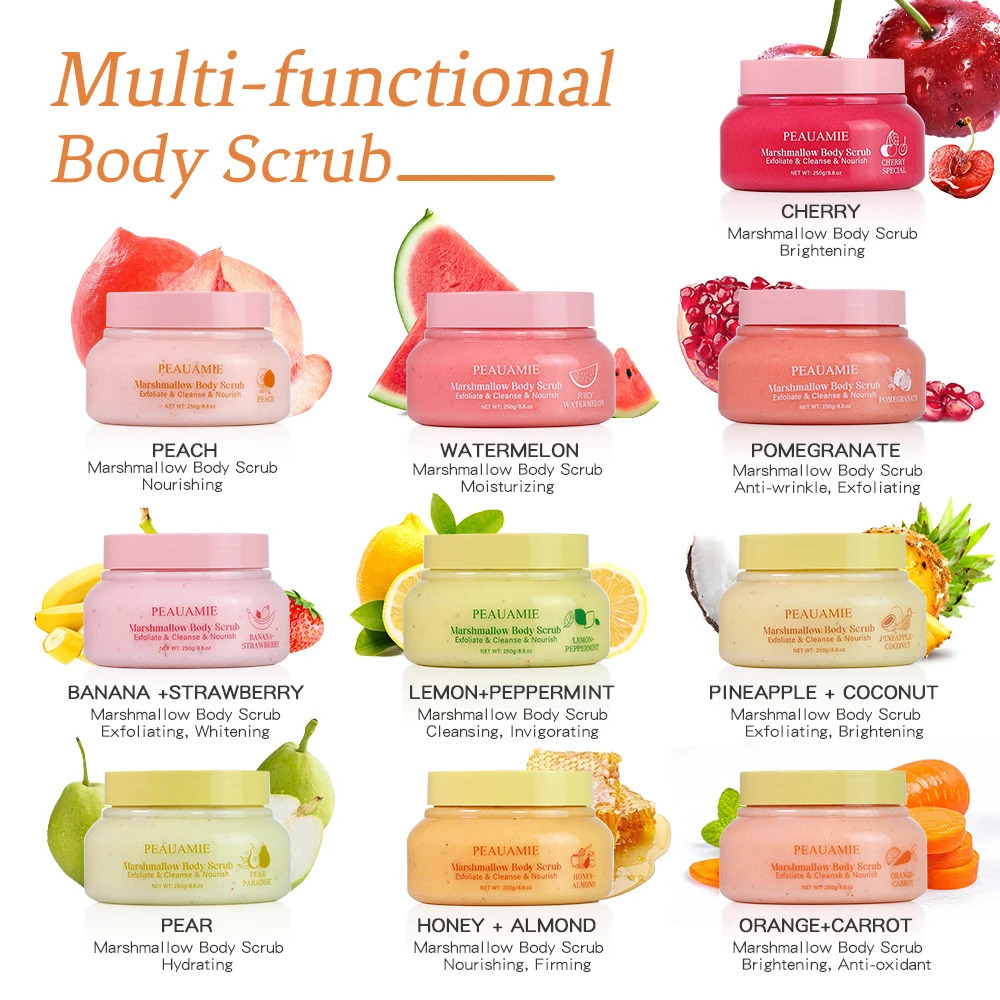 Marshmallow Body Scrub Exfoliating Facial Gentle Cleaning Smooth Rough Skin Nourish Moisturizing Fruit Sugar Scrub 251222