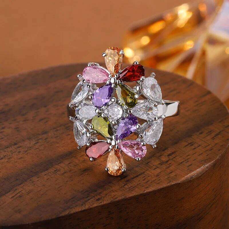 Plated Exquisite Silver Zircon Shape Women's High Quality Shiny AAA Multi Size Rings For Anniversaries Gift Accessories - view 3