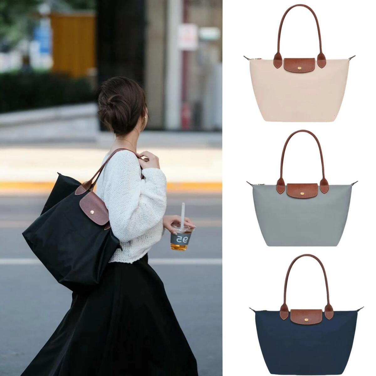 lonnggchamply designer bag nylon tote bag shoulder computer women's shopping bag waterproof foldable travel business laptop Women handbag lady flap long