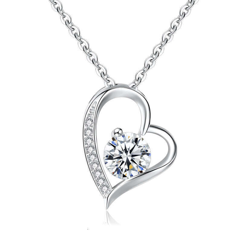 S925 Sterling Silver Heart-Shaped Necklace for Women Korean Mori-Style Simple Versatile Collarbone Chain Kuaishou Same Style