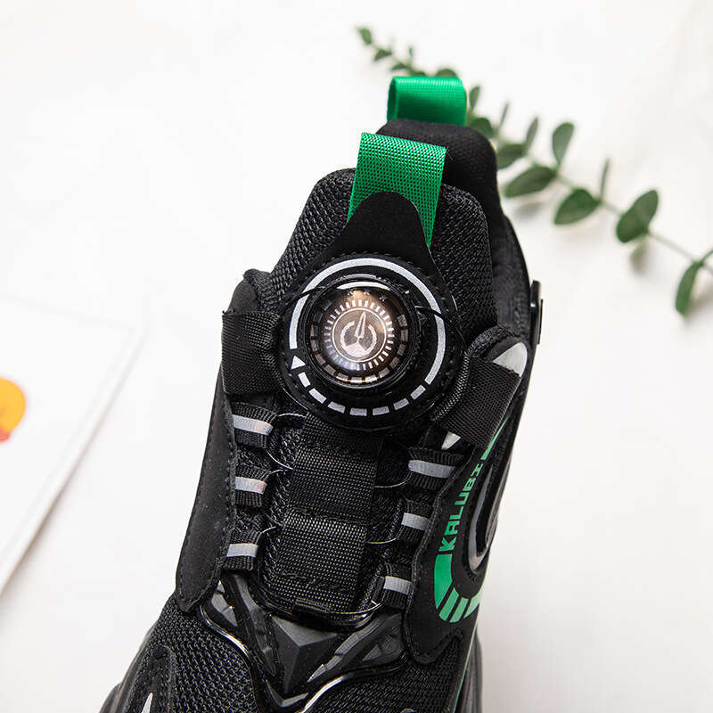 Spring Autumn New Style Rotating Button Children's Sports Primary Middle School Students, Soft Sole Mesh Shoes for Boys and Girls