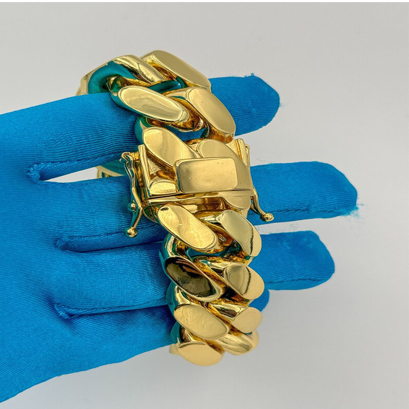 Cubana bracelet Hip Hop Jewelry Design Luxury Custom Solid 14K Real Yellow Gold Heavy Plain Miami Cuban Link Chain for Men