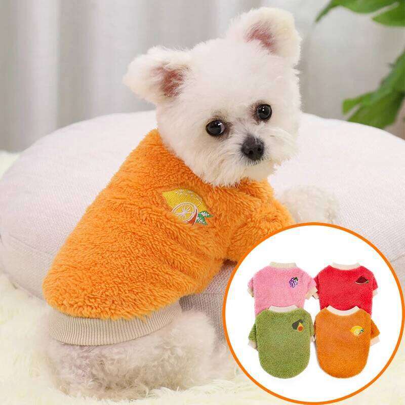 Cute Fruit Print Warm Pullover Clothes Soft Fleece Cat Dogs Clothing Pet Puppy Winter Vest Costume 26L0104
