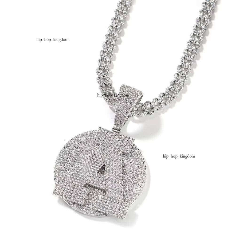 Ice out VVS Moissanite Letter Round Large Hip-Hop Two-Tone Pendant with Cross Chain Accessories