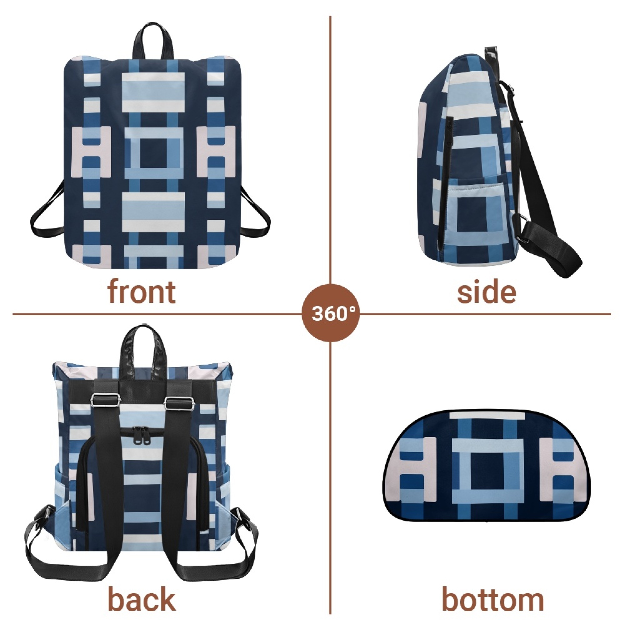 Custom H Designer Fashion Anti Theft Backpack Luxury Horse Pattern Unisex Full Print Backpack Laptop Bag Travel Bag H63